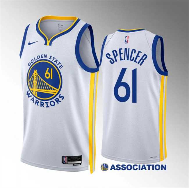 Mens Golden State Warriors #61 Pat Spencer White Association Edition Stitched Basketball Jersey Dzhi